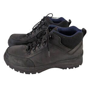 Lands End Hiking Boot Mens 13 Black Ankle Trail Outdoor Lace Up Leather Combat